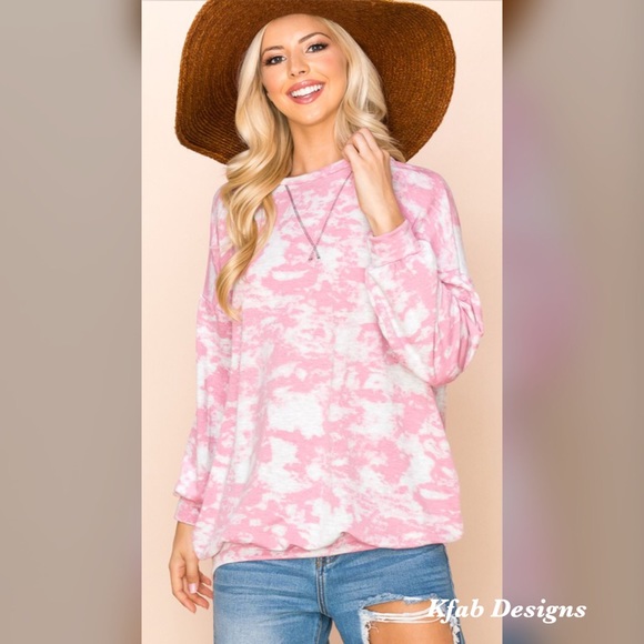 ❤️LAST 1! Comfy Pink Oversized Tie Dye Sweatshirt! - Picture 6 of 6
